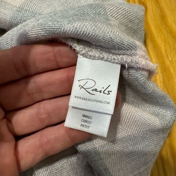 RAILS Britt Light Pink/Gray Plaid Cuffed Short Sleeve Shirt Women’s SIZE SMALL - Picture 9 of 12